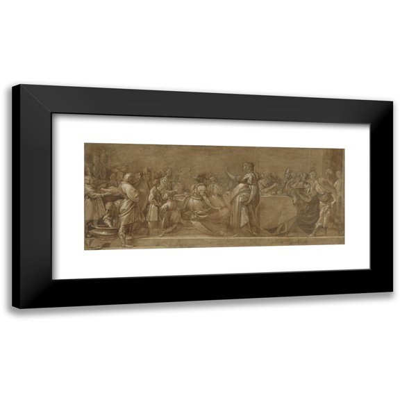 Pier Francesco Mazzucchelli 14x8 Black Modern Framed Museum Art Print Titled - A Banquet (1623)