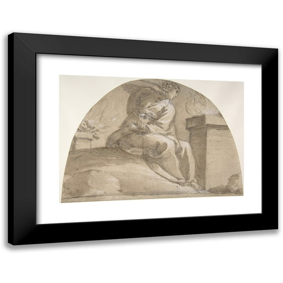 Pier Francesco Mazzucchelli 24x18 Black Modern Framed Museum Art Print Titled - Seated Allegorical Female Figure (1573-1626)
