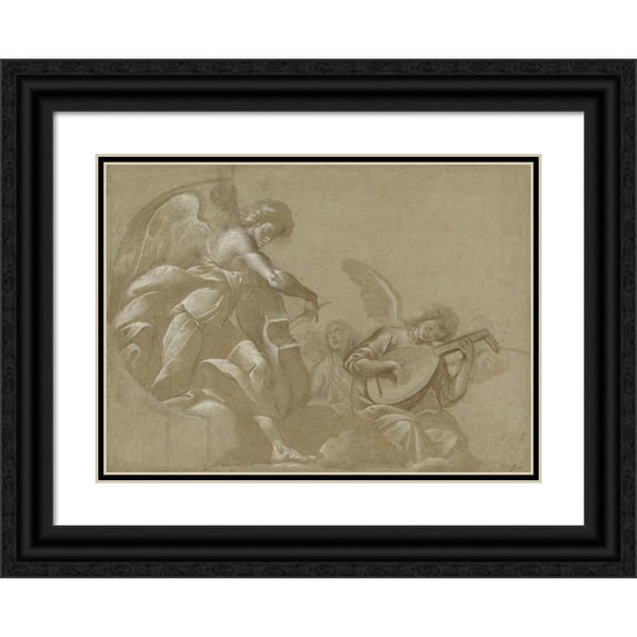Pier Francesco Mazzucchelli 24x18 Black Ornate Framed Double Matted Museum Art Print Titled: Angel (1598-1599)