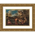 thumbnail image 1 of Pier Francesco Mola 14x11 Gold Ornate Wood Frame and Double Matted Museum Art Print Titled - The Baptism of Christ, 1 of 4