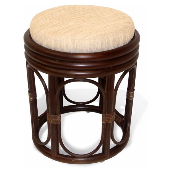 Pier Handmade Rattan Wicker Vanity Bedroom Stool Fully Assembled Dark Brown
