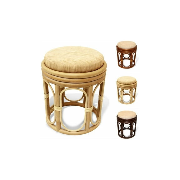 Pier Handmade Rattan Wicker Vanity Bedroom Stool Fully Assembled White Wash