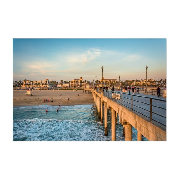 From the Pier, Huntington Beach 02 - Huntington Beach California Photography Beach Coastal Sunset Boardwalk Ocean Seaside Unframed Wall Art Print 24 x 36 inches