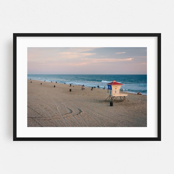 From the Pier, Huntington Beach 04 - Huntington Beach California Photography Beach Coast Ocean Seascape Sunset Summer Black Framed Wall Art Print 5 x 7 inches