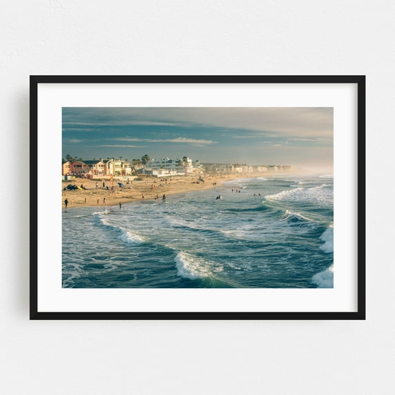 From the Pier, Imperial Beach - Imperial Beach California Photography Beach Coast Seaside Ocean Beach House Waves Summer Black Framed Wall Art Print 20 x 30 inches