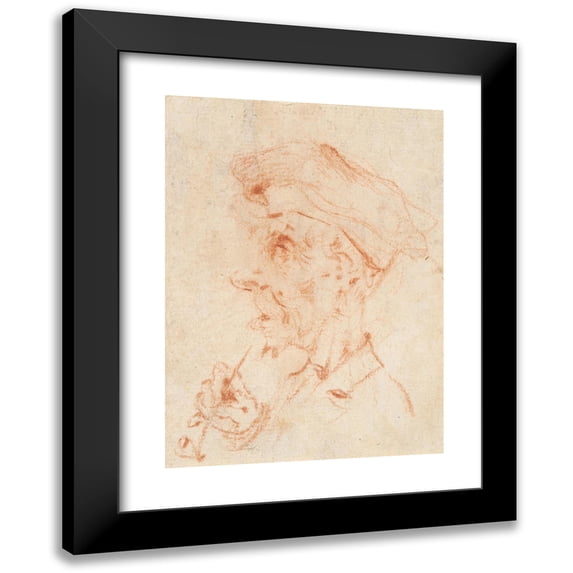 Pier Leone Ghezzi 14x18 Black Modern Framed Museum Art Print Titled - Head of a Man In Profile (18th Century)