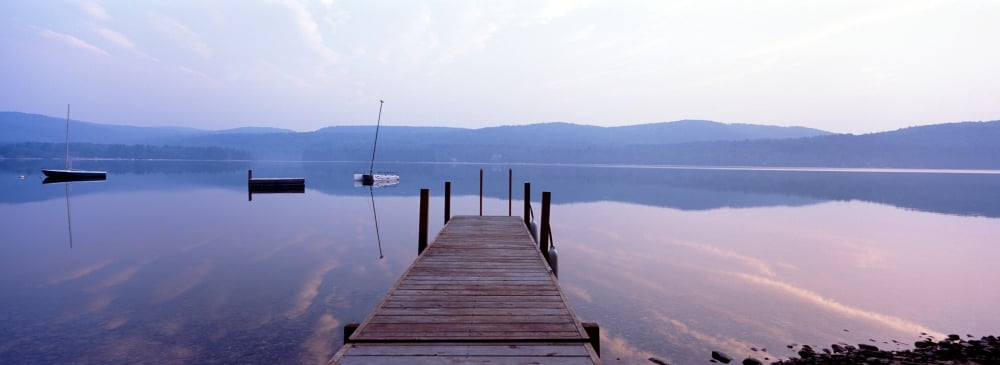 Pier Pleasant Lake New Hampshire USA Canvas Art - Panoramic Images (36 x 12)