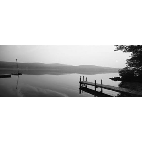 Pier, Pleasant Lake, New Hampshire, USA Poster Print (36 x 13)