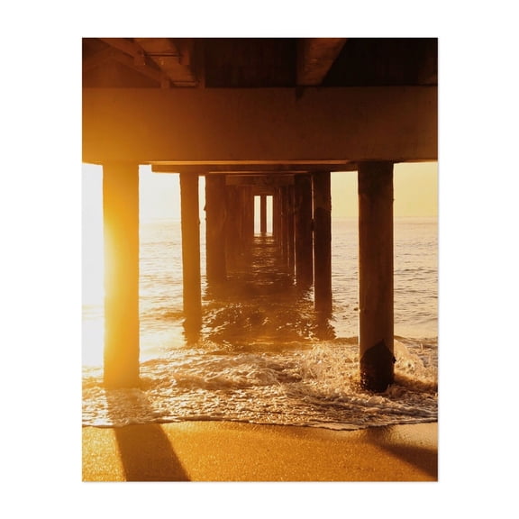Pier Pressure - St. Augustine Beach Florida Photography Sunset Seascape Beach Ocean Boardwalk Water Coastal Unframed Wall Art Print 6 x 8 inches