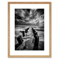 thumbnail image 1 of Pier Ruins Black and White Dramatic Coastal Photo Artwork Framed Wall Art Print 9X7 Inch, 1 of 5