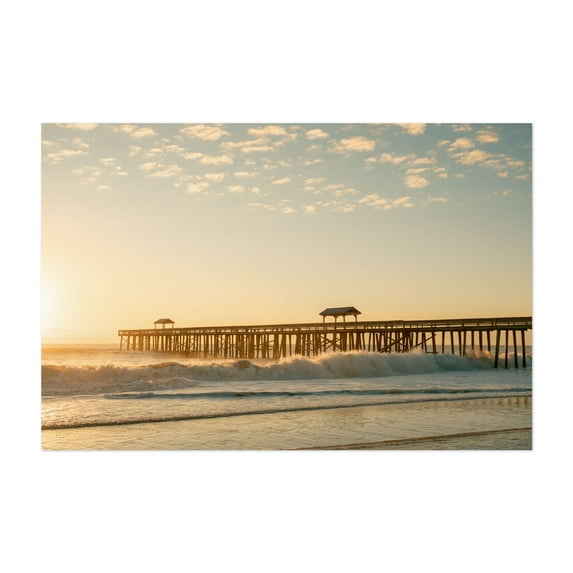 Pier at Sunrise, Fernandina Beach - Fernandina Beach Florida Photography Sunset Beach Seascape Ocean Coastal Waves Unframed Wall Art Print 8 x 12 inches
