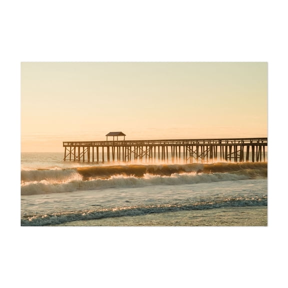 Pier at Sunrise, Fernandina Beach - Fernandina Beach Florida Photography Sunset Ocean Waves Coastal Seascape Beach Unframed Wall Art Print 4 x 6 inches