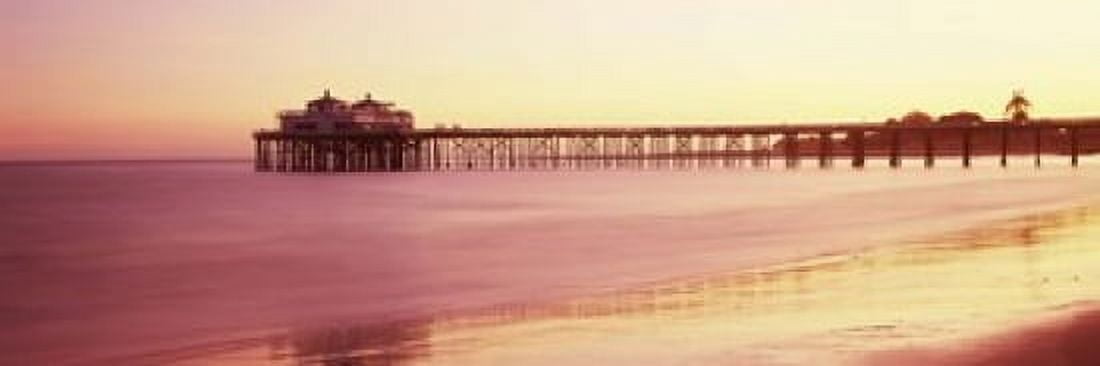 Pier at sunrise Malibu Pier Malibu Los Angeles County California USA Canvas Art - Panoramic Images (18 x 6)