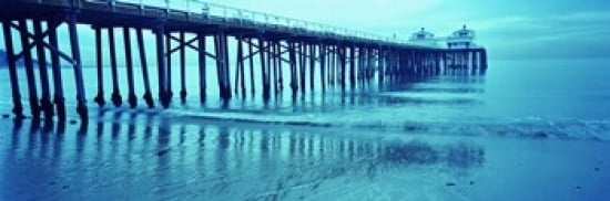 Pier at sunset Malibu Pier Malibu Los Angeles County California USA Canvas Art - Panoramic Images (36 x 12)