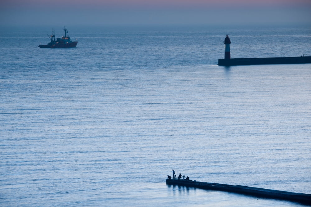 Pier fishing Lighthouse Beach Sochi Black Sea Coast Krasnodar Krai Russia Canvas Art - Panoramic Images (36 x 12)