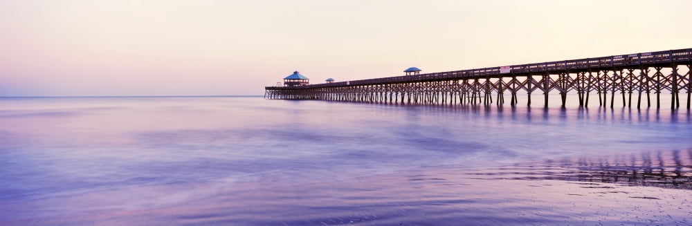 Pier in the ocean Folly Beach Fishing Pier Folly Beach Folly Island Charleston County South Carolina USA Canvas Art - Panoramic Images (27 x 9)