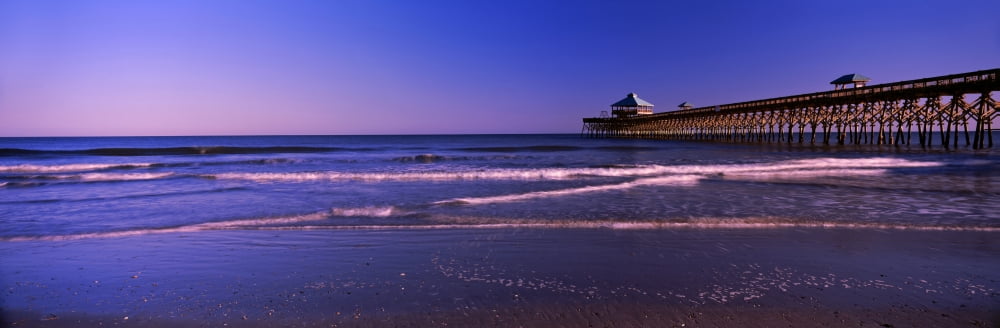 Pier in the ocean Folly Beach Fishing Pier Folly Beach Folly Island Charleston County South Carolina USA Canvas Art - Panoramic Images (27 x 9)