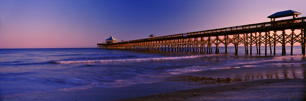 Pier in the ocean Folly Beach Fishing Pier Folly Beach Folly Island Charleston County South Carolina USA Canvas Art - Panoramic Images (27 x 9)