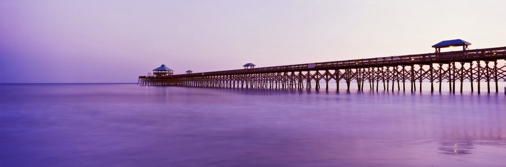 Pier in the ocean Folly Beach Fishing Pier Folly Beach Folly Island Charleston County South Carolina USA Canvas Art - Panoramic Images (36 x 12)
