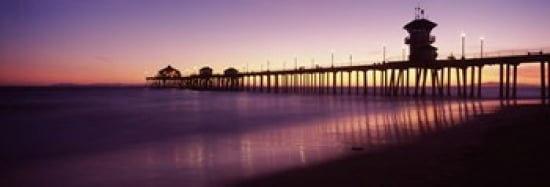 Pier in the sea Huntington Beach Pier Huntington Beach Orange County California USA Canvas Art - Panoramic Images (36 x 13)