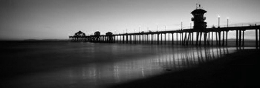 Pier in the sea Huntington Beach Pier Huntington Beach Orange County California USA Canvas Art - Panoramic Images (36 x 13)