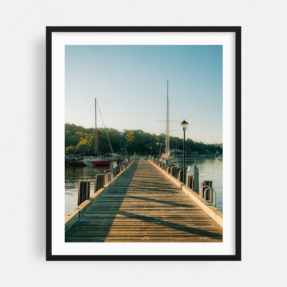 Pier on Northport Harbor - Northport New York Photography Black Framed Wall Art Print 30 x 40 inches