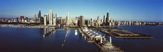 Pier on a lake Navy Pier Lake Michigan Chicago Cook County Illinois USA 2011 Canvas Art - Panoramic Images (36 x 12)