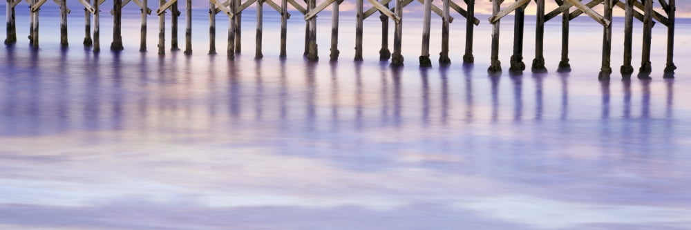 Pier on beach Gaviota State Beach Santa Barbara County California USA Canvas Art - Panoramic Images (27 x 9)