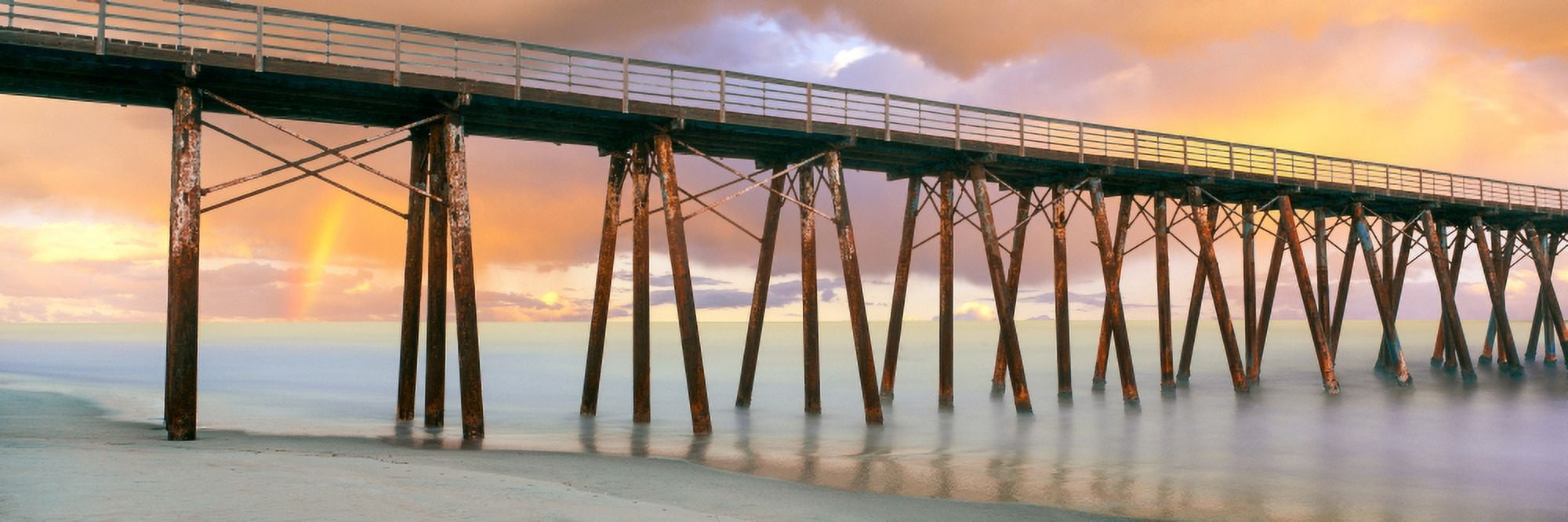 Pier on beach during sunrise Playas De Rosarito Baja California Sur Mexico Canvas Art - Panoramic Images (27 x 9)