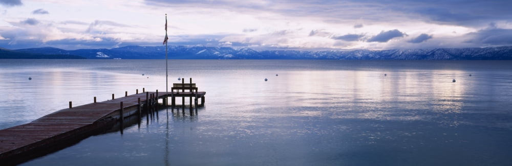 Pier on the water Lake Tahoe California USA Canvas Art - Panoramic Images (27 x 9)