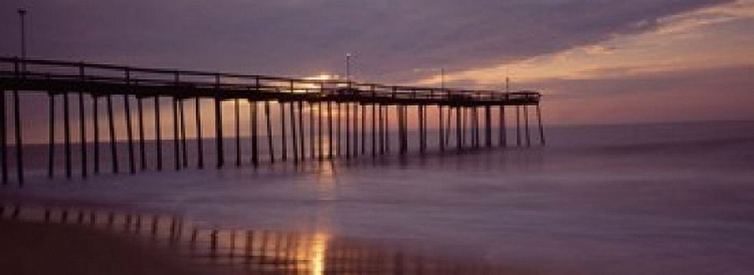 Pier over an ocean Ocean City Maryland USA Canvas Art - Panoramic Images (18 x 7)