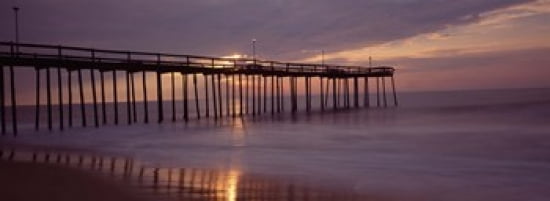 Pier over an ocean Ocean City Maryland USA Canvas Art - Panoramic Images (36 x 13)