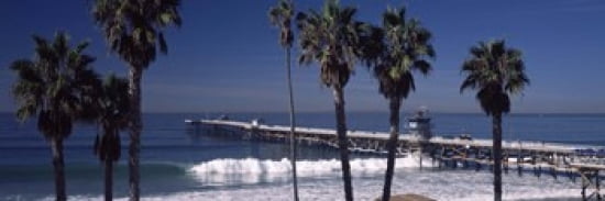 Pier over an ocean San Clemente Pier Los Angeles County California USA Canvas Art - Panoramic Images (36 x 12)