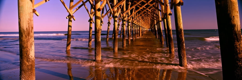 Pier over the ocean Folly Beach Fishing Pier Folly Beach Folly Island Charleston County South Carolina USA Canvas Art - Panoramic Images (36 x 12)