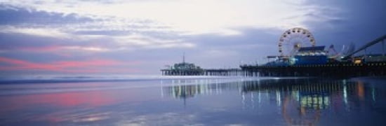 Pier with a ferris wheel Santa Monica Pier Santa Monica California USA Canvas Art - Panoramic Images (36 x 12)