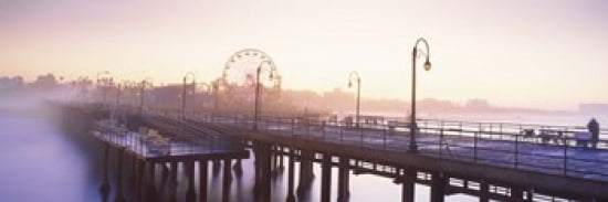 Pier with ferris wheel in the background Santa Monica Pier Santa Monica Los Angeles County California USA Canvas Art - Panoramic Images (36 x 12)
