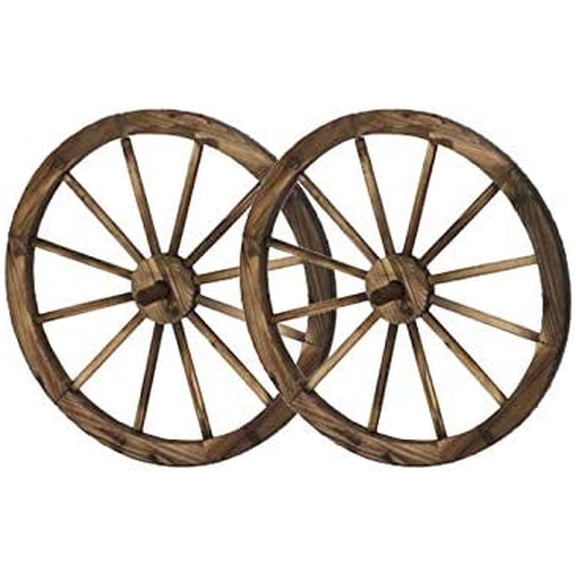 PierSurplus 24 in. Steel-rimmed Wooden Wagon Wheels - Decorative Wall Decor, Set of Two