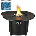thumbnail image 1 of Piercart 42in Propane Fire Pit Table 50,000 BTU Auto-Ignition Fire Pit with Waterproof Cover, Lid and Blue Stone, 1 of 7