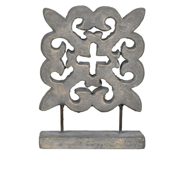 Pierce Statue Black Stone Traditional design fleur de lis