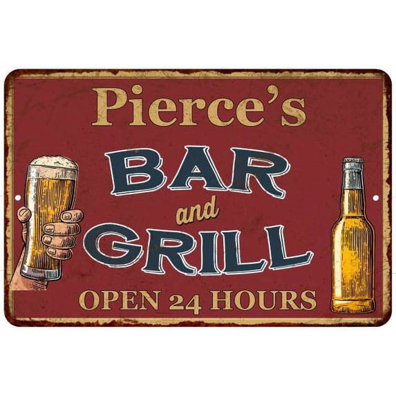 Pierce's Red Bar and Grill Rustic Sign Decor 8x12 108120045544