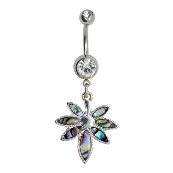Pierce2GO 14G 7/16" Aqua Blue Marijuana leaf Belly ring