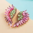 thumbnail image 1 of Pierced 2 1/4" gold, pink and green stone pointed wing earrings, 1 of 3