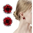 thumbnail image 1 of Pierced 3/4" silver and red flower earrings (Copy), 1 of 4