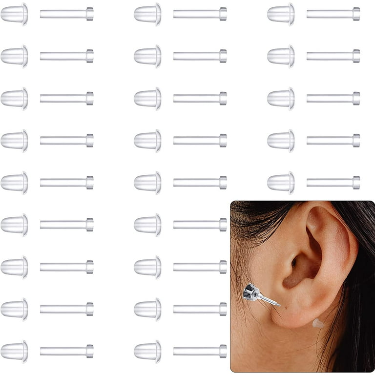 Pierced Earring Protector Covers Anti-Sensitive Piercing Protectors with  Extra Backs Pierced Earring Sleeves for Sensitive Ears Plastic Clear  Earrings