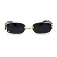 thumbnail image 1 of Pierced Loop Ring Rectangle Metal Rim OG Sunglasses Gold Black, 1 of 4