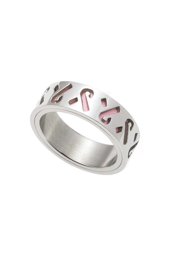 Pierced Pink Ribbon Stainless Steel Awareness Ring - Sizes 6-9 size 6
