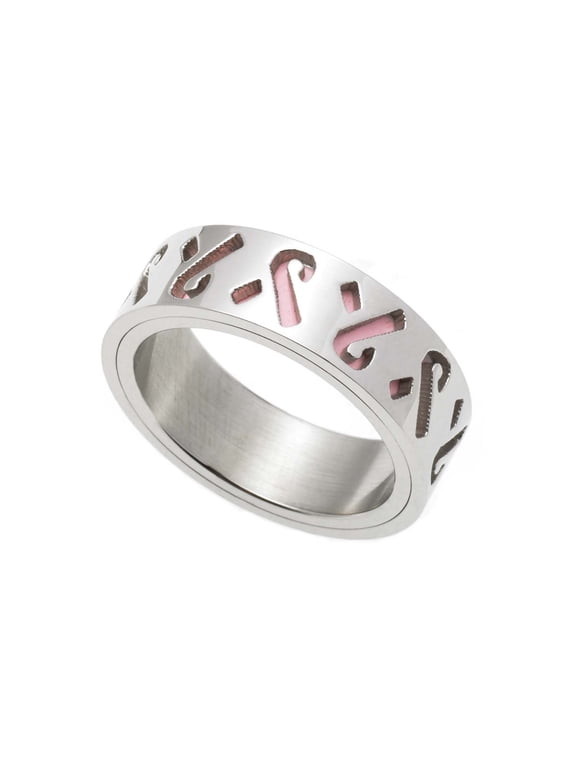 Pierced Pink Ribbon Stainless Steel Awareness Ring - Sizes 6-9 size 6