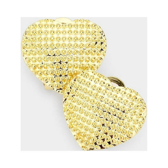 Pierced gold textured heart earrings