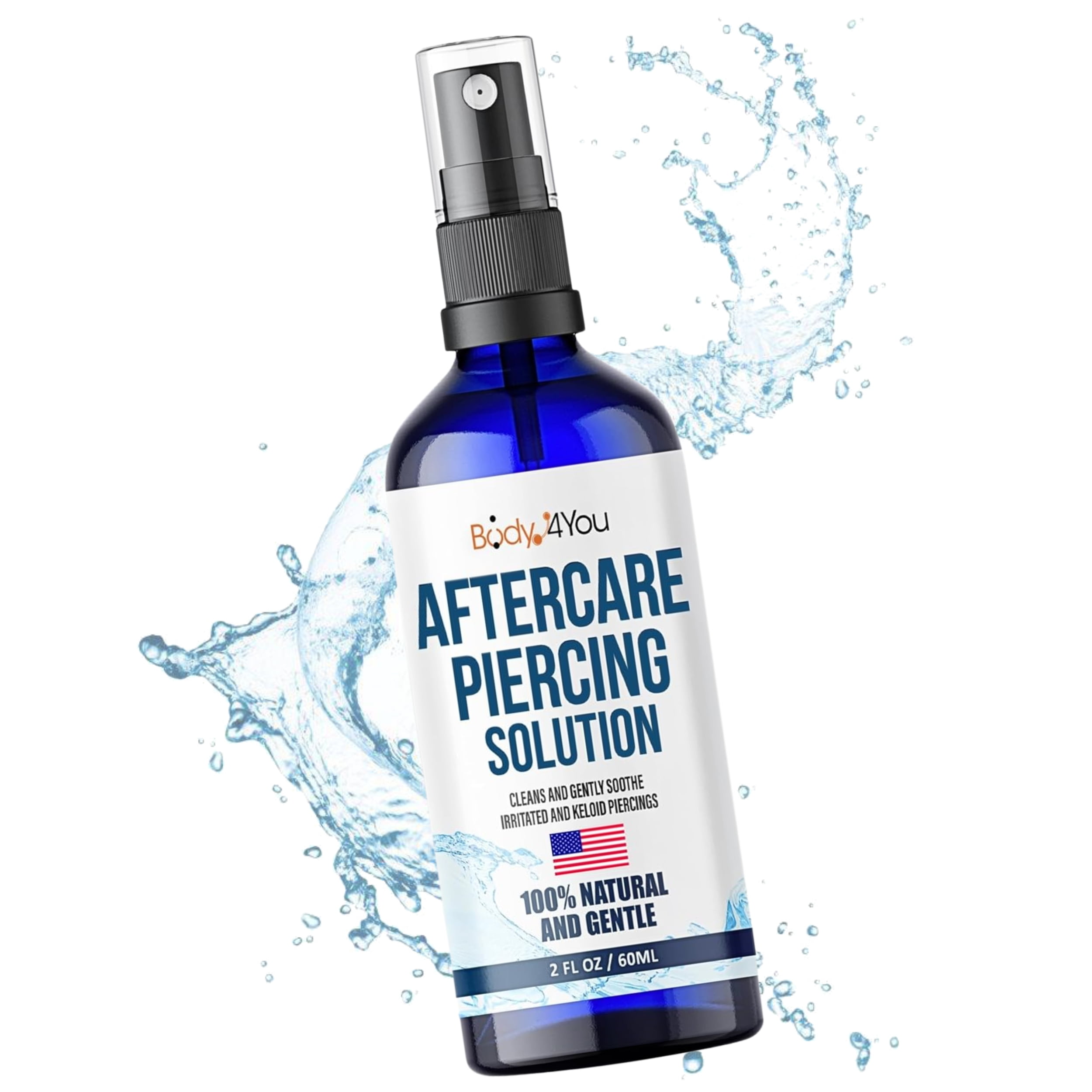 BODYJ4YOU Piercing Aftercare Spray 100% Dead Sea Salt Saline Cleaner Wash Solution Ear Jewelry (2oz)