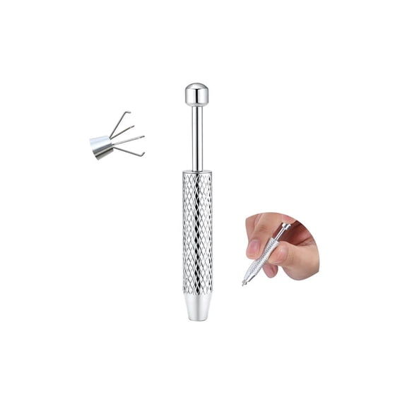 Piercing Ball Grabber, Flat Back Earrings Piercing Guide Needle Tool, Surgical Steel Internally Threaded Push Pin External Thread Assistant Body Piercing Kit for Ear Nose Lip Tool 16G 18G